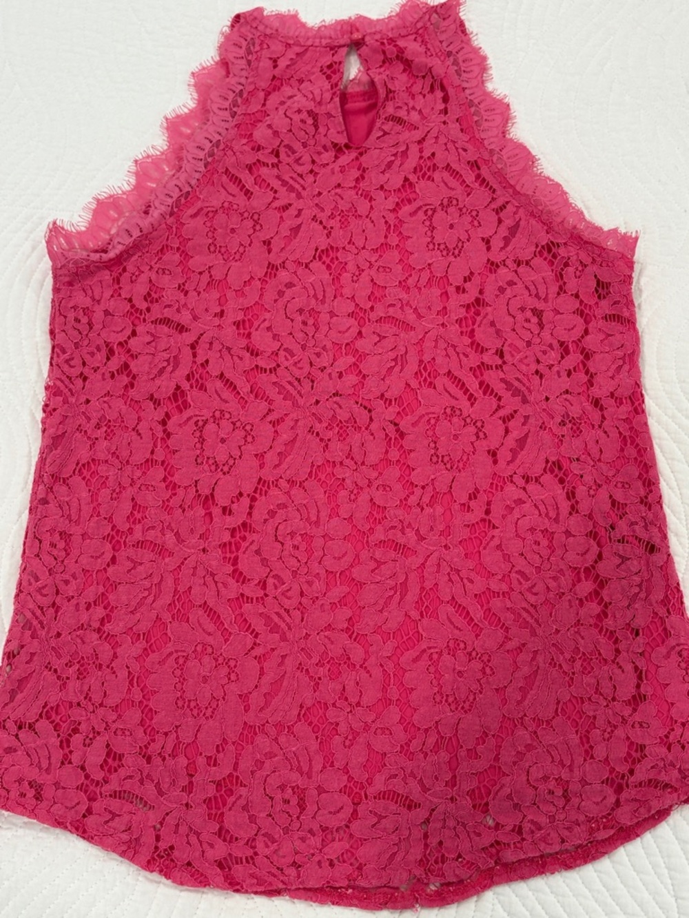 Floral Lace Halter Camisole - Hot Pink - Picture 7 of 8